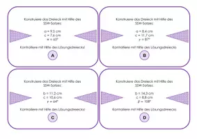 Vorschau - Aufgabenkarten - Dreiecke konstruieren mit SSW-Satz - Arbeitsmaterial - Seite 1