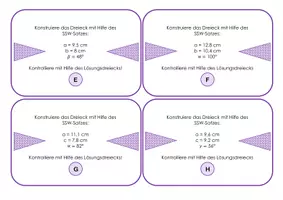 Vorschau - Aufgabenkarten - Dreiecke konstruieren mit SSW-Satz - Arbeitsmaterial - Seite 2