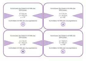 Vorschau - Aufgabenkarten - Dreiecke konstruieren mit SSW-Satz - Arbeitsmaterial - Seite 3