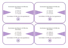 Vorschau - Aufgabenkarten - Dreiecke konstruieren mit Hilfe der Kongruenzsätze - Gesamtpaket - Seite 1