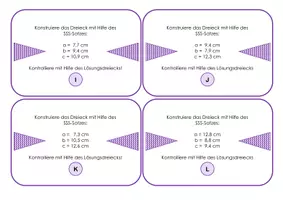 Vorschau - Aufgabenkarten - Dreiecke konstruieren mit Hilfe der Kongruenzsätze - Gesamtpaket - Seite 3