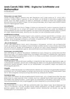 Vorschau - Arbeitsblätter - Lewis Carroll (1832-1898) - Englischer Schriftsteller und Mathematiker (Infotext und Übungen) - Deckblatt