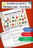 Vorschau - Arbeitsblätter - Weihnachten Plural / Mehrzahl DaZ DaF A1 A2 - Deckblatt