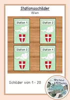 Vorschau - Stationenlernen - Wien - Stationenschilder (Station 1-20) - Deckblatt