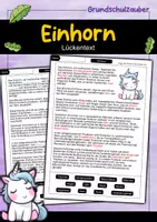 Vorschau - Arbeitsblätter - Lückentext Einhorn - Deckblatt