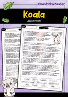 Vorschau - Arbeitsblätter - Lückentext Koala - Deckblatt