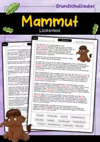 Vorschau - Arbeitsblätter - Mammut Lückentext - Deckblatt