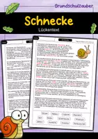 Vorschau - Arbeitsblätter - Lückentext Schnecke - Deckblatt