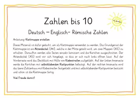 Vorschau - Arbeitsblätter - Zahlen bis 10 | Deutsch - Englisch - Römische Zahlen - Seite 1
