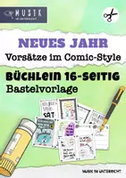 Vorschau - Arbeitsblätter - Faltheft ✂️ Neues Jahr im Comic-Style • Vorsätze • Bastelvorlage • Reflexion - Deckblatt