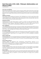 Vorschau - Arbeitsblätter - René Descartes (1596-1650) - Philosoph, Mathematiker und Wissenschaftler (Infotext und Übungen) - Deckblatt