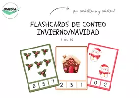 Vista previa - Tarjetas / Manipulativos - FLASHCARDS DE CONTEO NAVIDAD/INVIERNO (1-10) CAST-CAT - Portada
