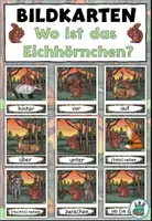 Vorschau - Präsentationen/Tafelbilder - Präpositionen "Wo ist das Eichhörnchen?" Bildkarten Wortkarten - Tiere im Wald - DaZ / DaF / Deutsch - Deckblatt