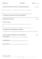 Vorschau - Test - 2. Mathe-Schularbeit für eine 1. Klasse AHS/NMS - Deckblatt