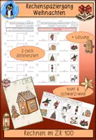 Vorschau - Arbeitsblätter - Rechenspaziergang Weihnachten, Zahlenraum 100, Addition, Subtraktion, differenziert, Klasse 2 - Deckblatt