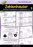 Vorschau - Arbeitsblätter - Zahlenhäuser Miniheft Plusaufgaben Dino Design - Zahlenraum 10 - Deckblatt