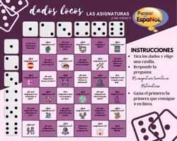 Vista previa - Juegos / Gamificación - Dados locos, las asignaturas - conversación - español - ELE - página 1