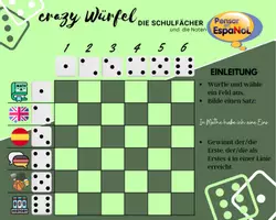 Vista previa - Hojas de trabajo - Crazy Würfeln: Schulfächer und Noten - Aleman - Deutsch - Daz - página 1