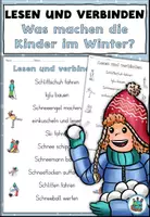 Vorschau - Arbeitsblätter - Lesen und verbinden "Was machen die Kinder im Winter?" DaZ / DaF / Deutsch - Deckblatt