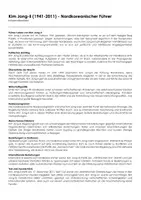 Vorschau - Arbeitsblätter - Kim Jong-il (1941-2011) - Nordkoreanischer Führer - Deckblatt