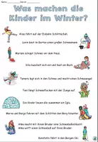 Vorschau - Arbeitsblätter - Sätze und Lückentext "Was machen die Kinder im Winter?" DaZ / DaF / Deutsch - Seite 1