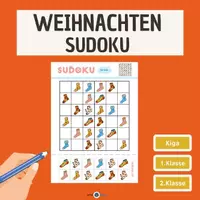 Vorschau - Arbeitsblätter - 13 Fröhlichen Weihnachten Sudoku für Kinder ab 5 Jahren - Deckblatt