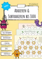 Vorschau - Arbeitsblätter - Addition und Subtraktion im ZR1000 mit & ohne ZÜ - Spiel (Monsterjagd) - Deckblatt