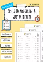 Vorschau - Arbeitsblätter - Addition & Subtraktion im Zahlenraum 1000 - Klapptest - Deckblatt
