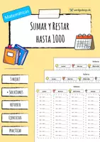 Vista previa - Hojas de trabajo - Sumas y restas del 100 al 1000 - Deberes - Portada