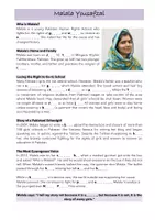 Vorschau - Arbeitsblätter - Malala Reading Activity - Human Rights (More! 3 Unit 10) - Seite 1