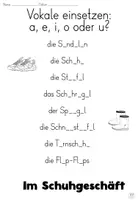 Vorschau - Arbeitsblätter - Vokale einsetzen "Im Schuhgeschäft" Einkaufen - DaZ / DaF / Deutsch - Seite 2