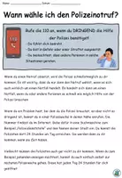 Vorschau - Arbeitsblätter - Fallbeispiele "Wann wähle ich den Polizeinotruf?" DaZ / DaF / Sachunterricht - Seite 1