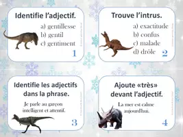 Aperçu - Cartes d'exercices - 32 cartes à tâches - L'adjectif - Page de couverture