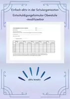 Vorschau - Anderer Materialtyp - Entschuldigungsformular Oberstufe (modifizierbar) - Deckblatt