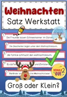 Vorschau - Aufgabenkarten - Satzwerkstatt Weihnachten / Groß- und Kleinschreibung - Deckblatt
