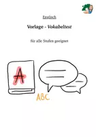 Vorschau - Test - Englisch, Vorlage für Vokabeltests, alle Stufen - Deckblatt