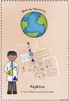 Vorschau - Präsentationen/Tafelbilder - Welt der Wortarten: Adjektive - Lehrmaterial - Deckblatt