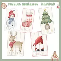 Vista previa - Refuerzo / NEE / Materiales de apoyo - NAVIDAD - ABN: Puzzles numéricos. - Portada
