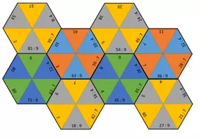 Vorschau - Spiele - Spiel Einmaleins Domino-Sechsecke - Seite 1