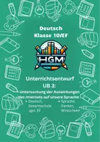 Vorschau - Stundenentwürfe - Unterrichtsentwurf EF: "Auswirkungen sozialer Medien auf die deutsche Sprache" Unterrichtsbesuch UB - Deckblatt