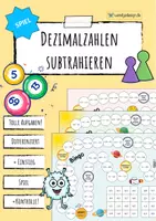 Vorschau - Arbeitsblätter - Subtraktion von Dezimalzahlen - Paket (8 Spiele + 2 AB) - Seite 1