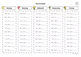 Vorschau - Arbeitsblätter - Dezimalzahlen subtrahieren - Hausaufgaben - Seite 3