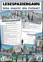 Vorschau - Arbeitsblätter - Lesespaziergang L2 "Was macht die Polizei?" Achtung, Notfall! DaZ / DaF / Deutsch / Sachunterricht - Deckblatt