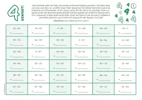 Vorschau - Arbeitsblätter - Dezimalzahlen subtrahieren - Spiel - Seite 1