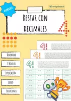 Vista previa - Juegos / Gamificación - Restar con números decimales - Juego (4 en raya) - Portada