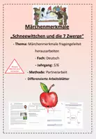 Vorschau - Arbeitsblätter - Märchenmerkmale am Beispiel von Schneewittchen erarbeiten - Deckblatt