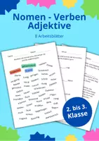 Vorschau - Arbeitsblätter - Nomen Verben Adjektive - Wortarten - 2. Klasse - Deutsch - Deckblatt