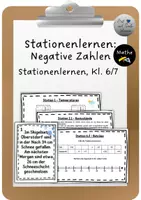 Vorschau - Stationenlernen - Stationenlernen: Einführung der negativen Zahlen #silvesterknaller25 #rabattraketen25 #rabattraketenzusalevester25 - Deckblatt