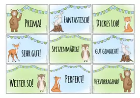 Vorschau - Poster - Lobkärtchen Waldtiere für die Grundschule - Deckblatt
