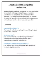 Aperçu - Préparation de séance / Séance complète - La subordonnée complétive conjonctive - Explications et exercices corrigés - Page de couverture